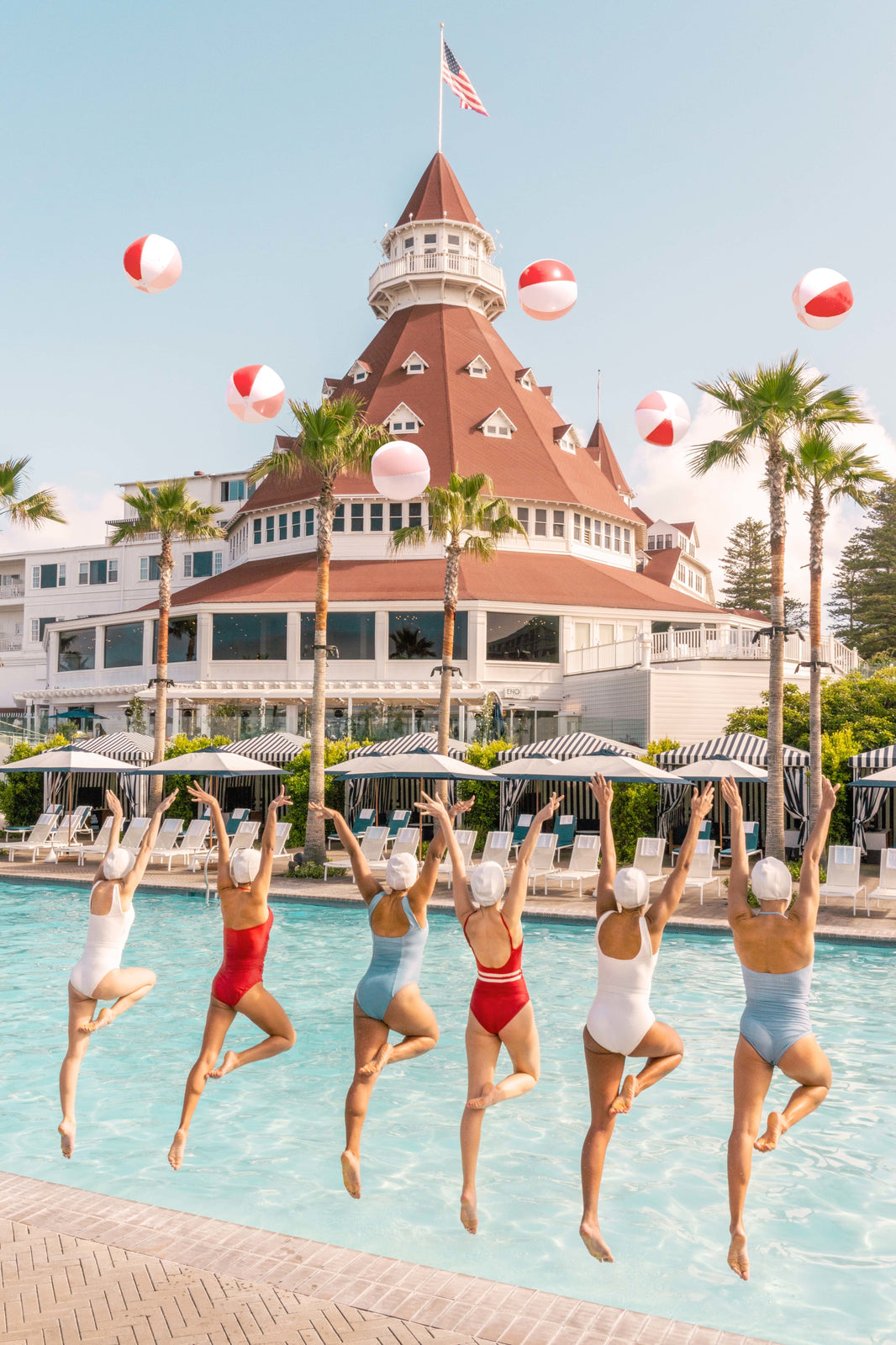 Photography by Gray Malin of Beach Ball Splash, Hotel del Coronado