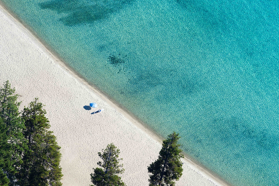 Photography by Gray Malin of Beach Day, Meeks Bay, Lake Tahoe