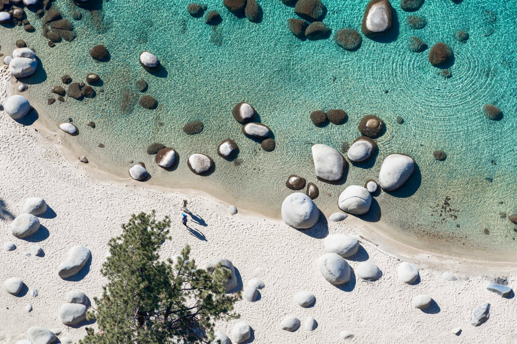 Photography by Gray Malin of Secret Cove Beach Stroll, Lake Tahoe