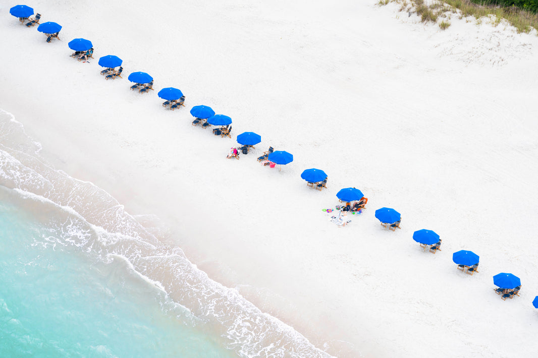 Photography by Gray Malin of Blue Umbrellas, Hilton Head, South Carolina