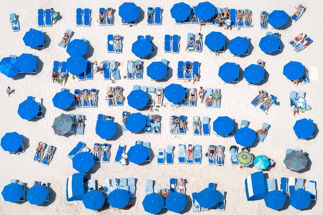 Photography by Gray Malin of Blue Umbrellas, Miami, Florida