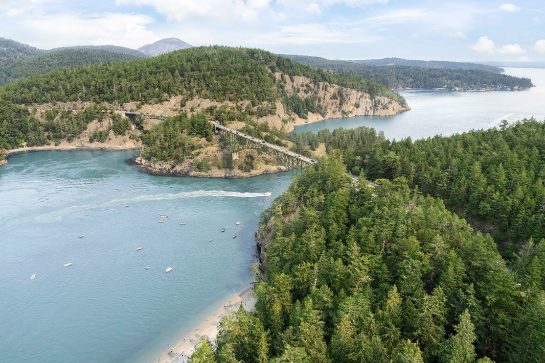 Photography by Gray Malin of Deception Pass State Park, Puget Sound