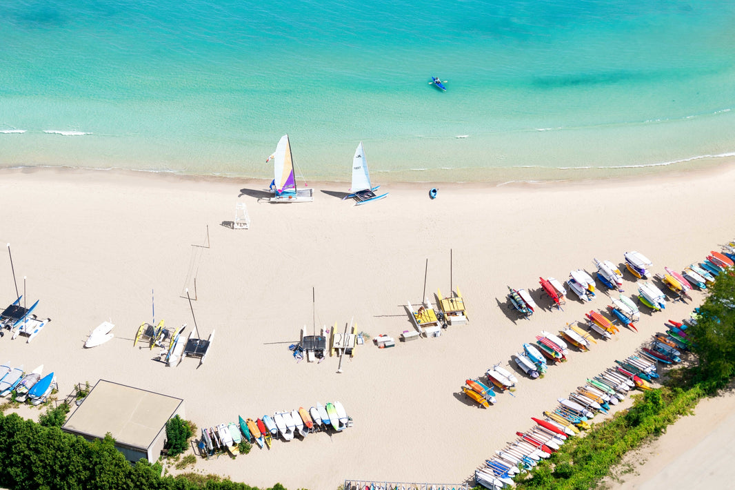 Photography by Gray Malin of Evanston Beach Sailboats