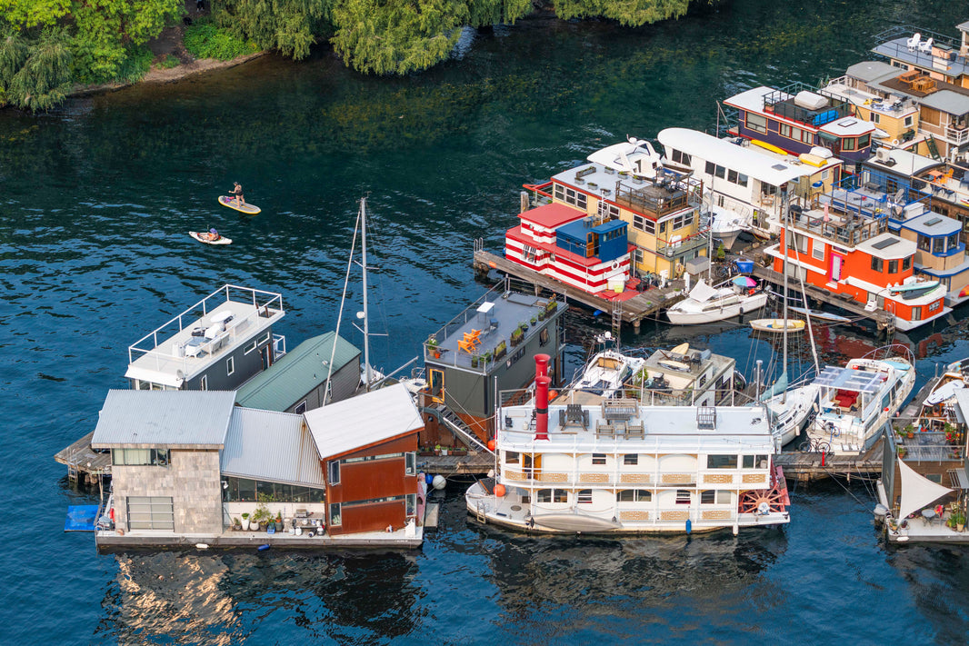 Photography by Gray Malin of Gasworks Park Marina, Lake Union, Seattle