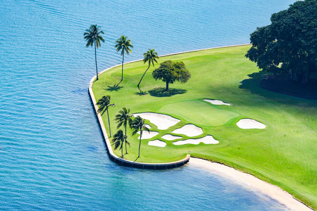 Photography by Gray Malin of Hole 12, Indian Creek Golf Course, Bal Harbour, Florida