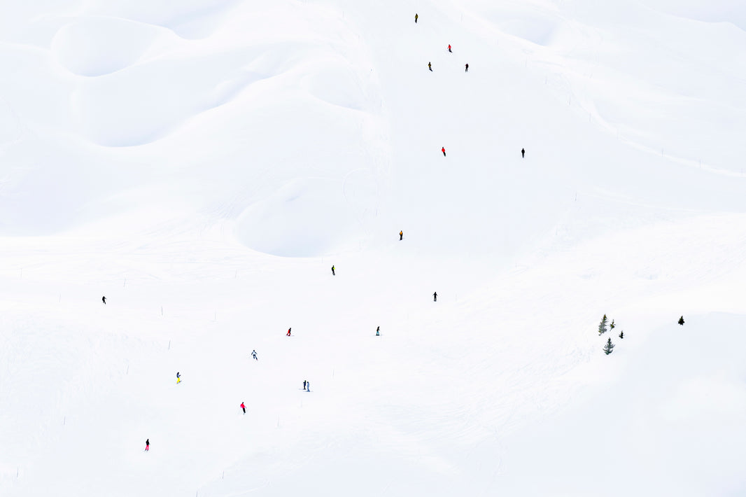 Photography by Gray Malin of La Plagne Skiers, French Alps