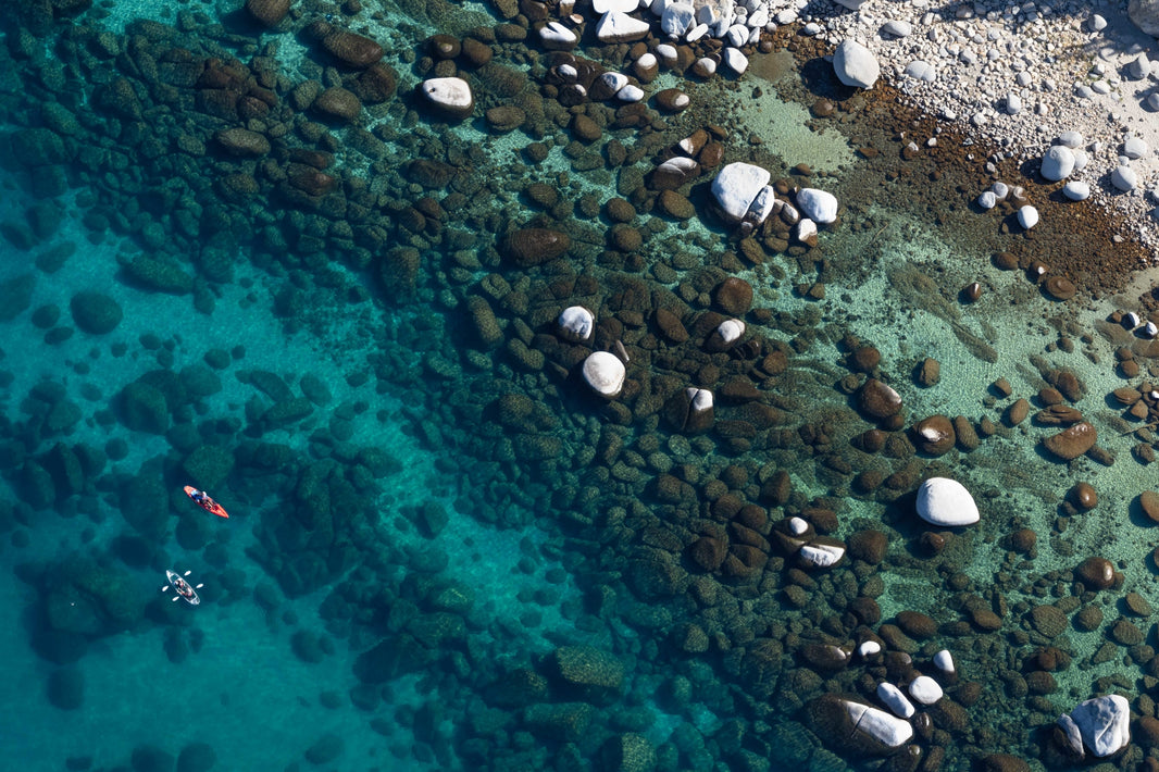 Photography by Gray Malin of Lake Tahoe Kayakers
