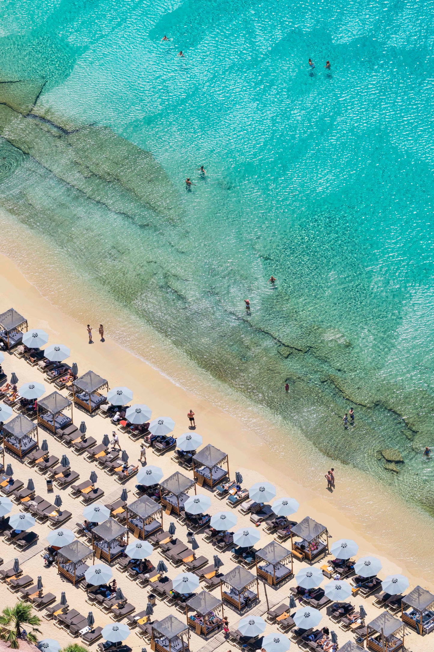 Light Blue Umbrellas Vertical, Dove Beach Mykonos