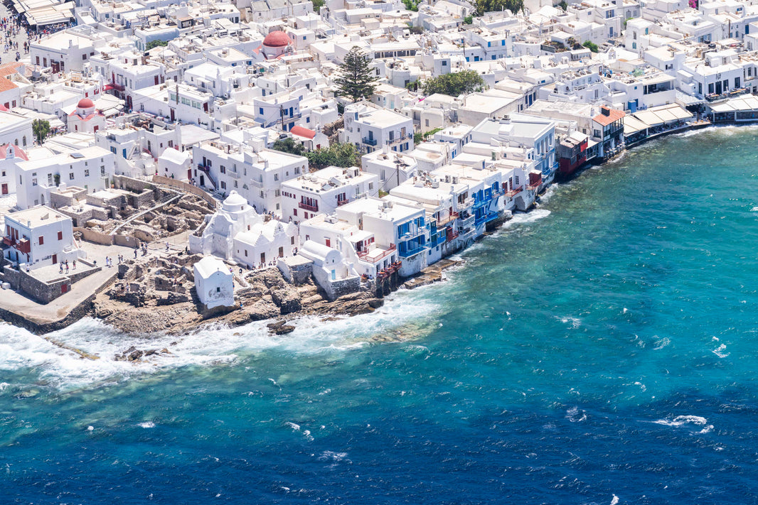 Photography by Gray Malin of Little Venice, Old Town, Mykonos