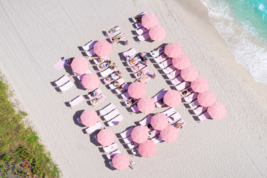 Photography by Gray Malin of Pink Umbrellas, Grand Beach Hotel, Surfside, Florida