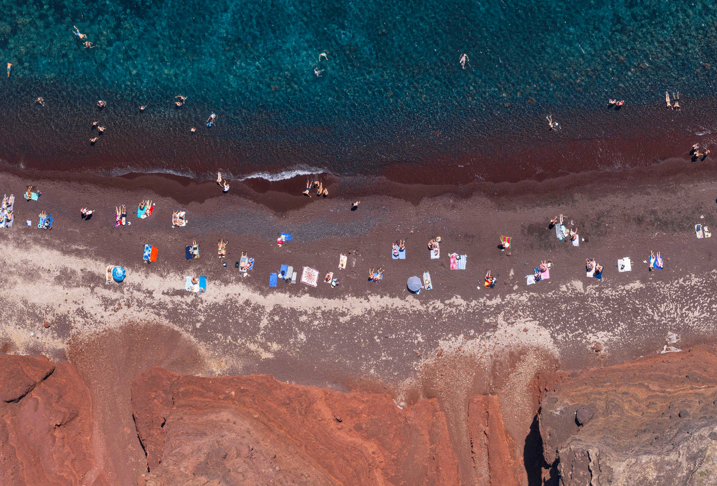 Red Beach Sunbathers, Santorini