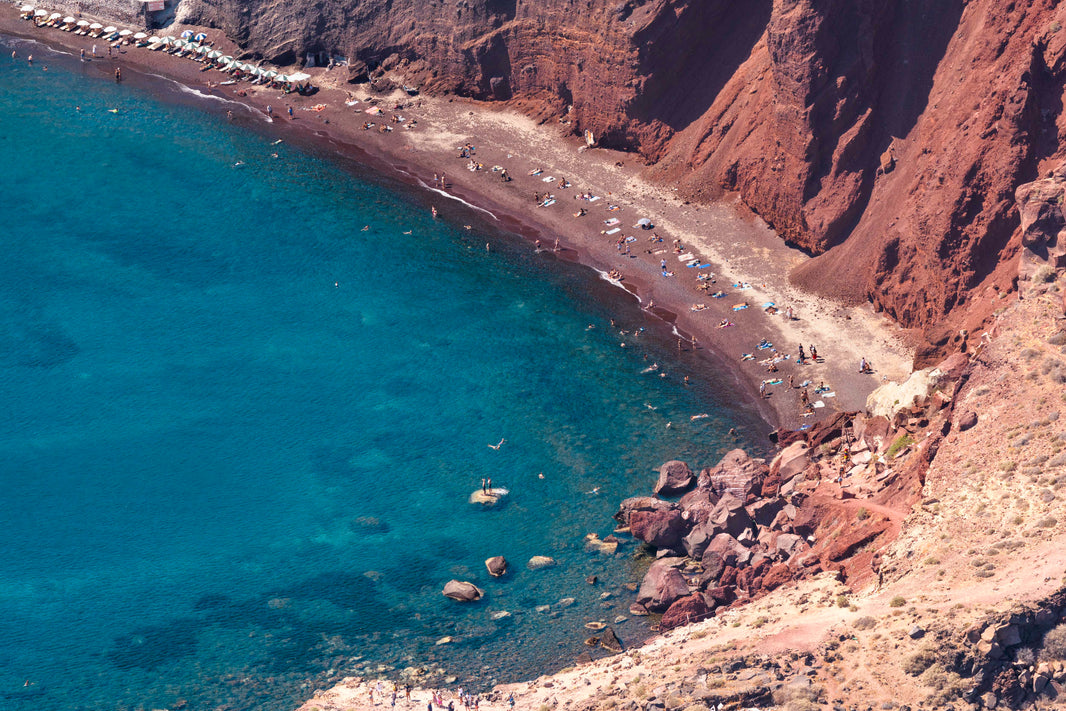 Photography by Gray Malin of Red Beach Vista, Santorini