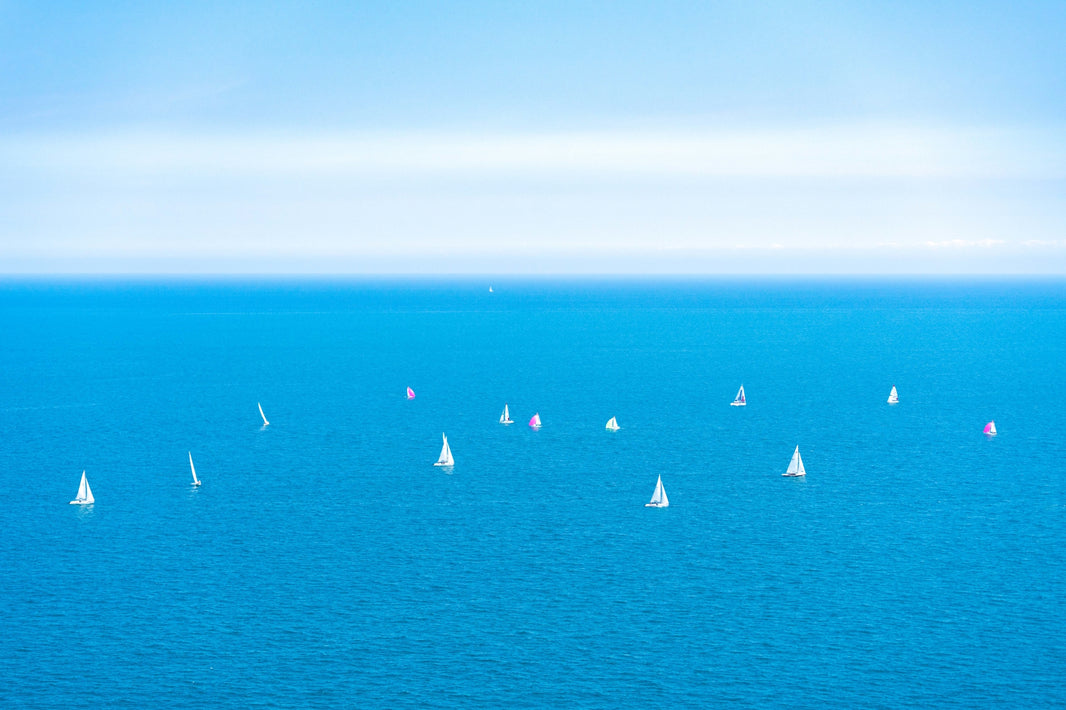 Photography by Gray Malin of Sailboat Regatta, Lake Michigan