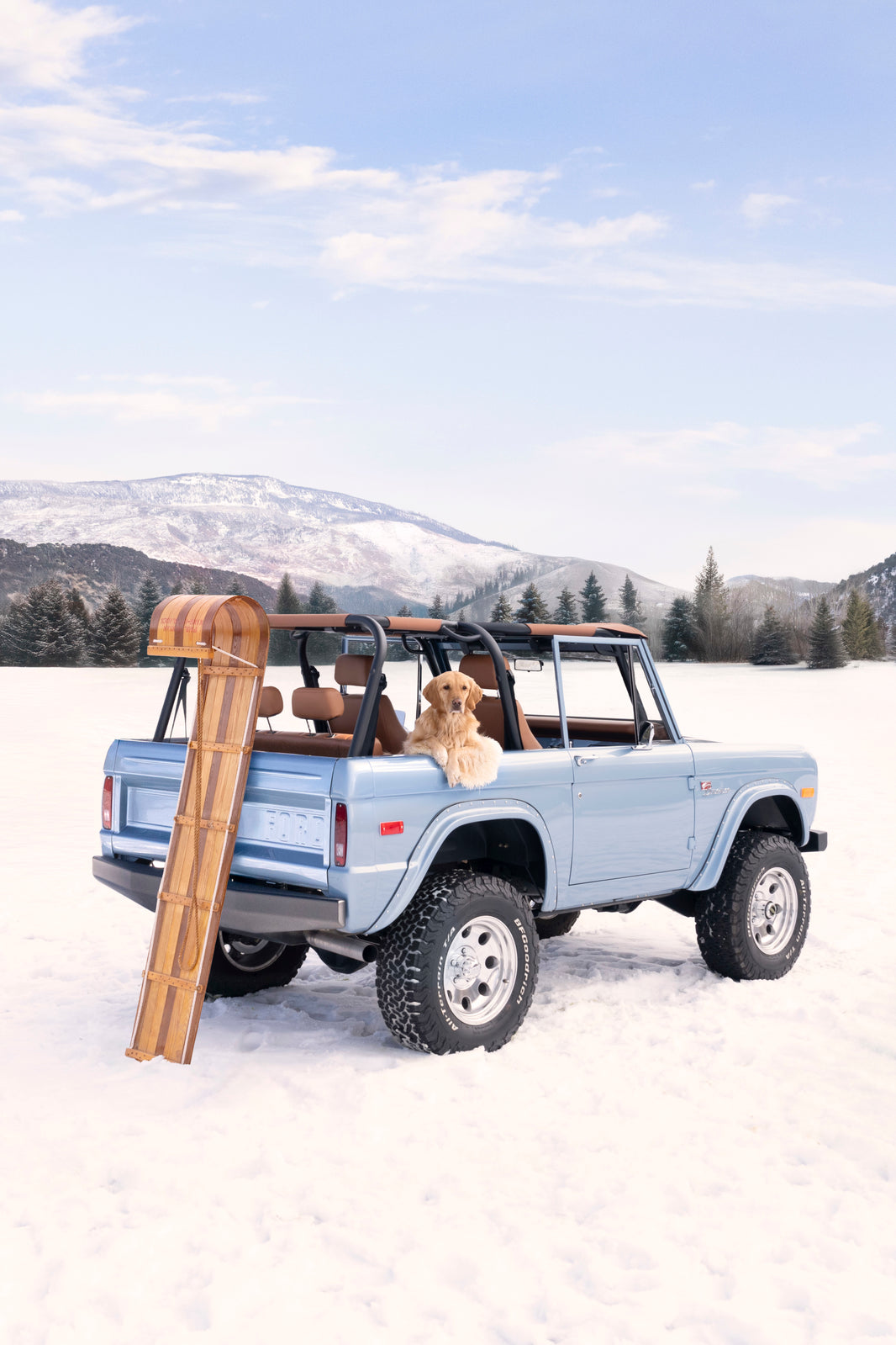 Photography by Gray Malin of Snow Bronco Pup Vertical, Aspen