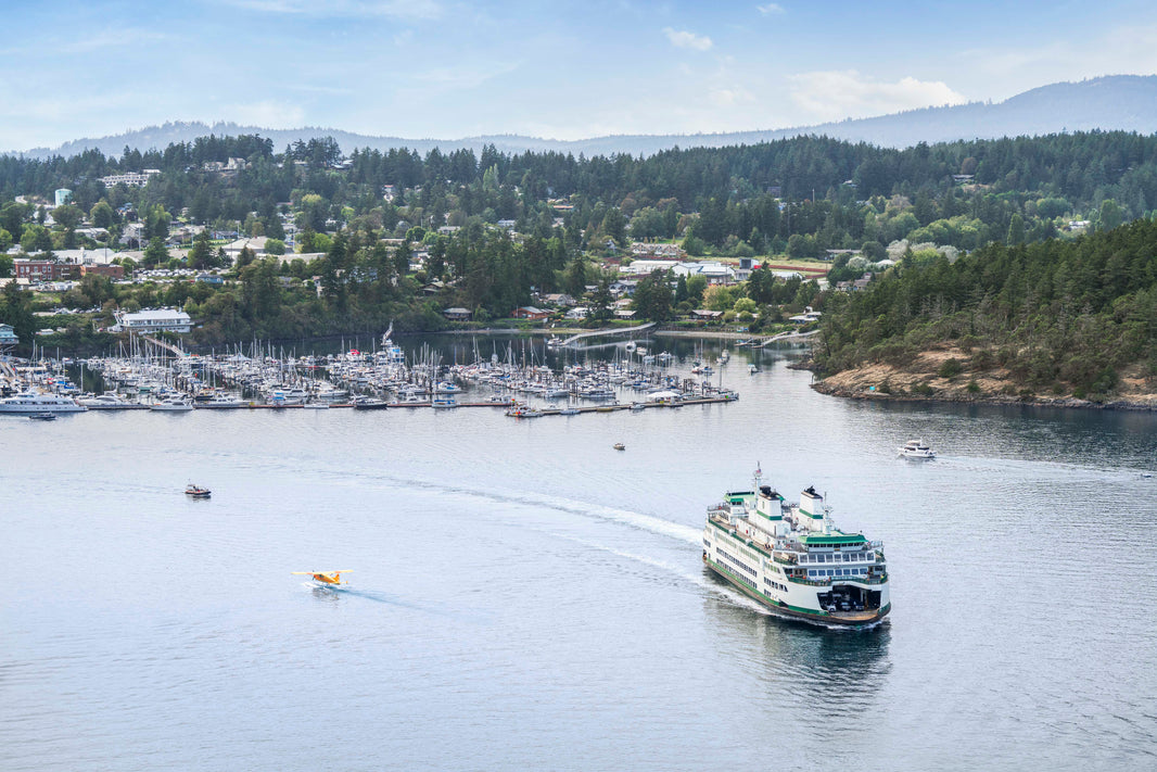 Photography by Gray Malin of The Ferry and Seaplane, Friday Harbor, Puget Sound
