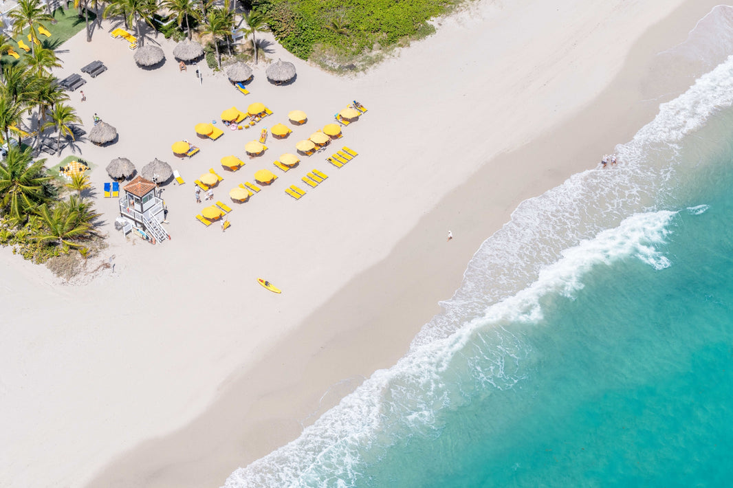 Photography by Gray Malin of Yellow Umbrellas, Golden Beach, Florida