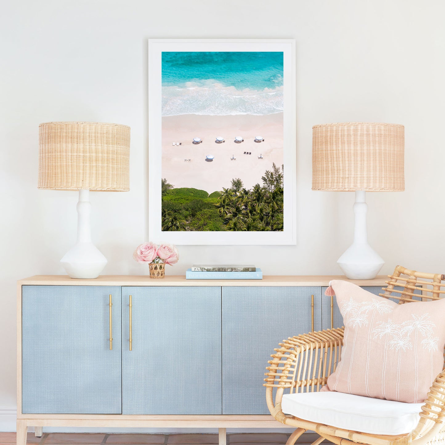Pink Sand Beach Umbrellas Vertical, Briland Club, Harbour Island, Bahamas