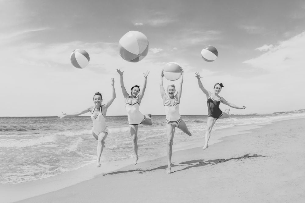 Photography by Gray Malin of Beach Ball Girls, Black and White