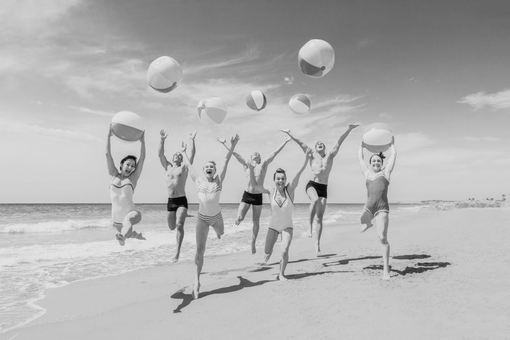 Photography by Gray Malin of Beach Ball Leap, Black and White