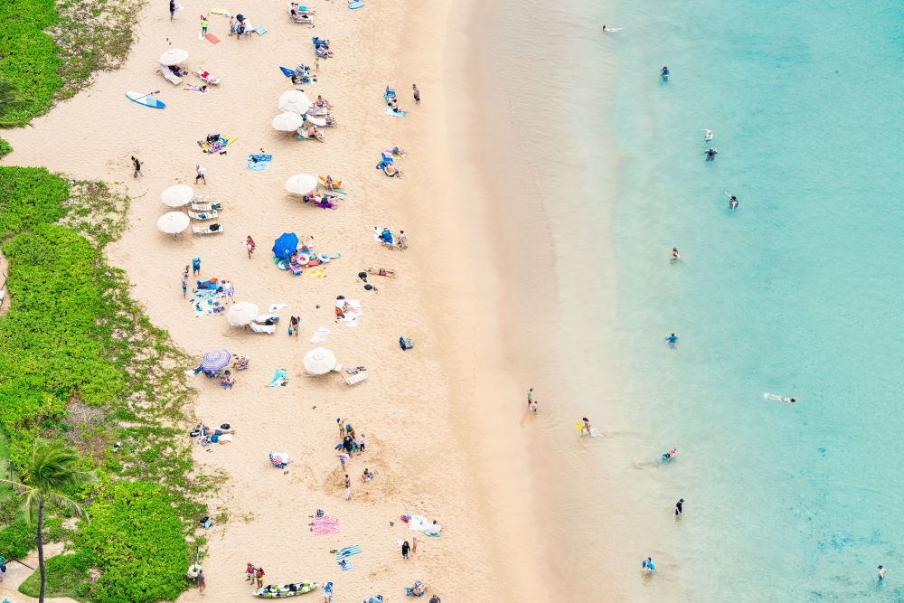 Photography by Gray Malin of Black Rock Beach Umbrellas, Maui