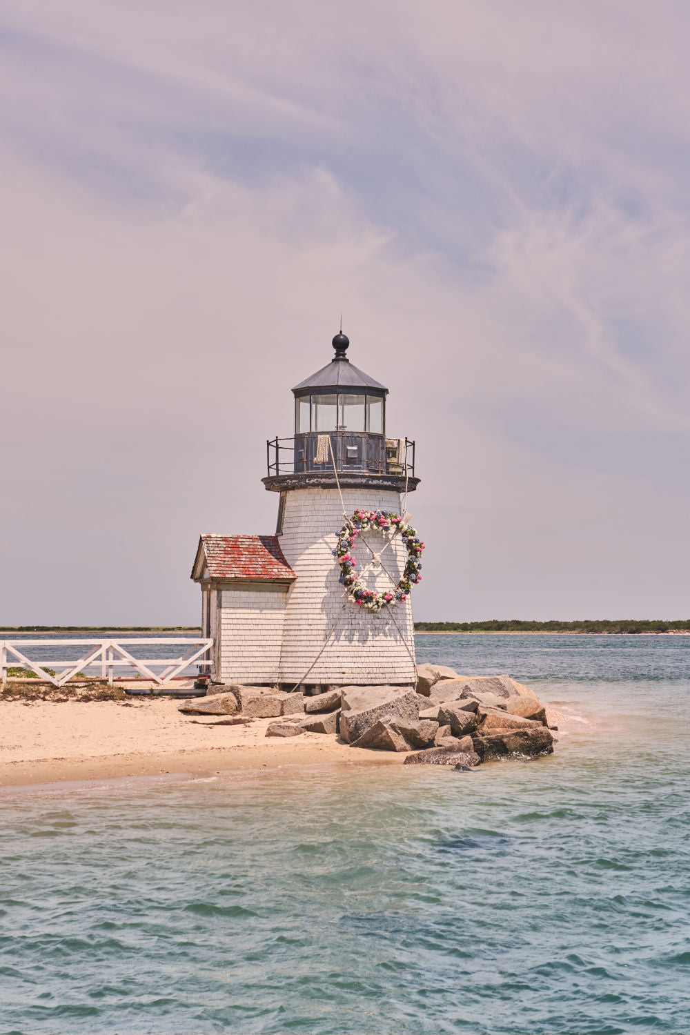 Photography by Gray Malin of Brant Point Lighthouse Wreath Vertical, Nantucket