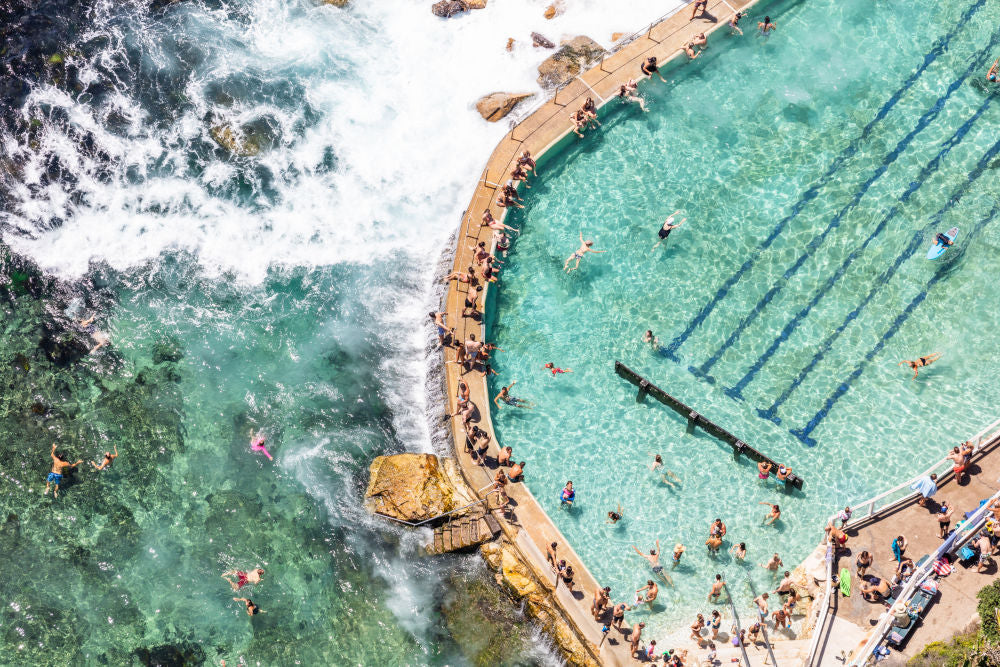 Photography by Gray Malin of Bronte Baths Swimmers, Sydney