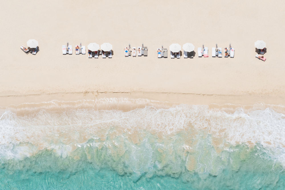 Photography by Gray Malin of Cheval Blanc Sunbathers, Flamand Beach, St. Barths