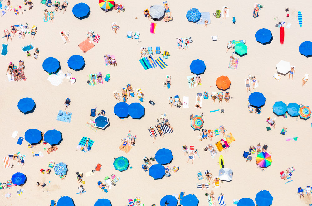 Photography by Gray Malin of Cooper's Beach Umbrellas, Southampton