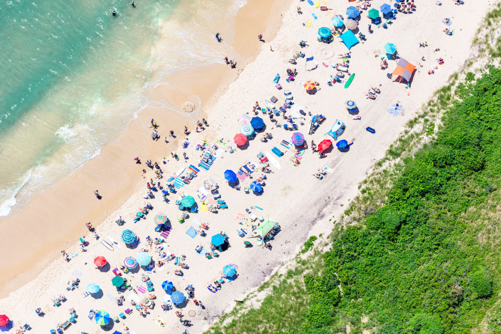 Photography by Gray Malin of Ditch Plains Beach Diagonal, Montauk