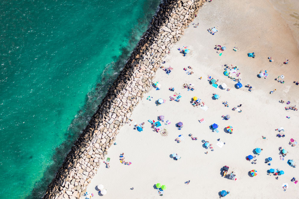 Photography by Gray Malin of Drakes Island Beach Sea Wall, Maine