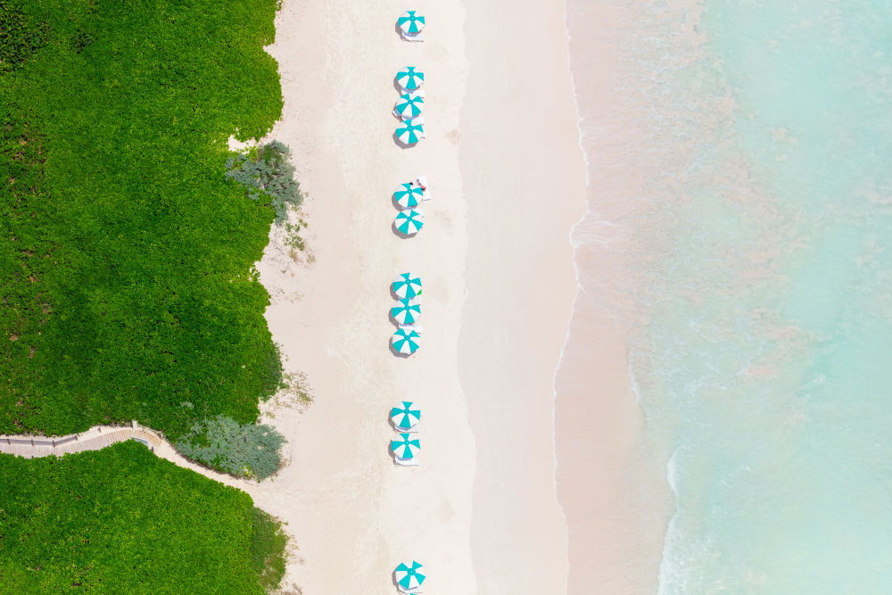 Photography by Gray Malin of Dunmore Umbrellas, Harbour Island
