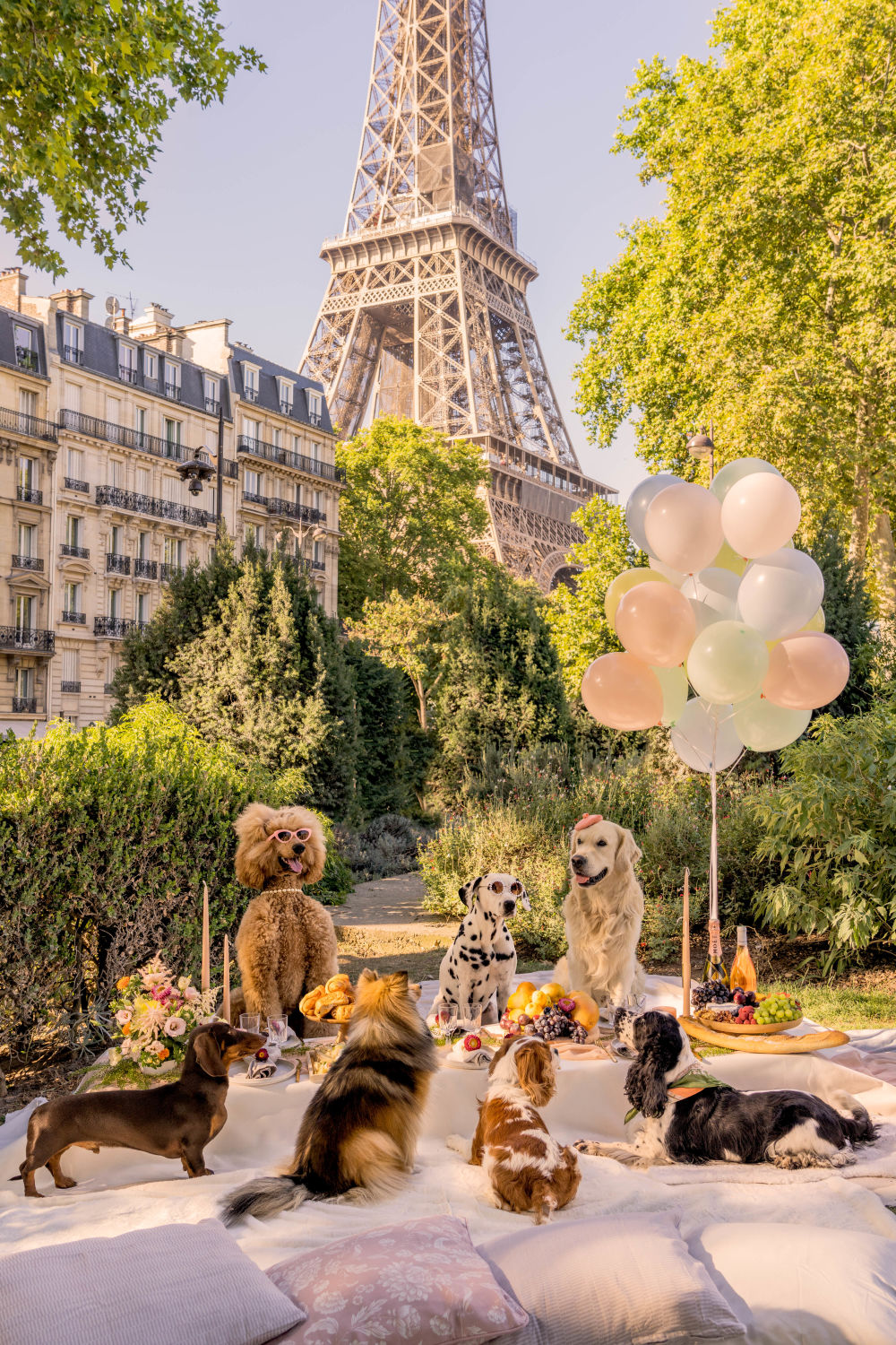 Photography by Gray Malin of Eiffel Tower Picnic Party, Paris