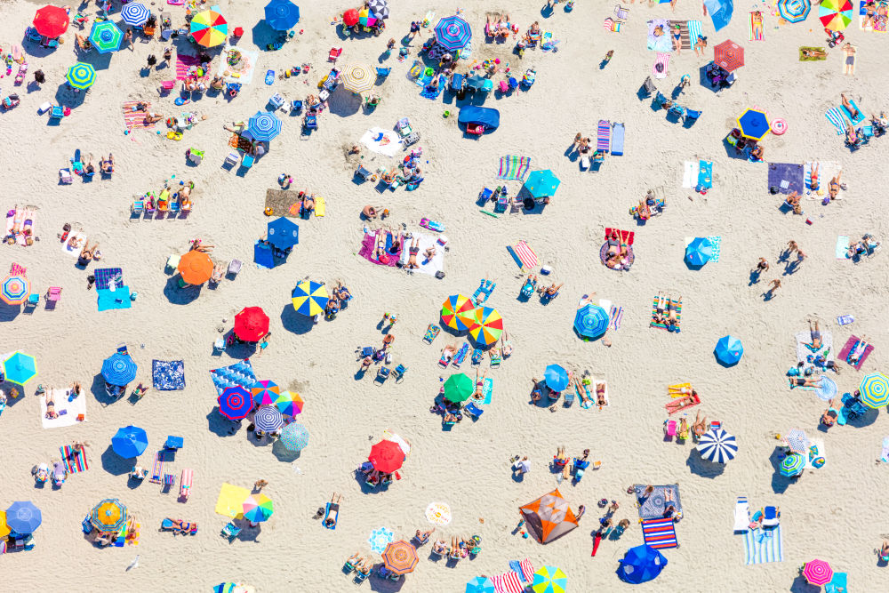 Photography by Gray Malin of First Beach Sunbathers, Newport