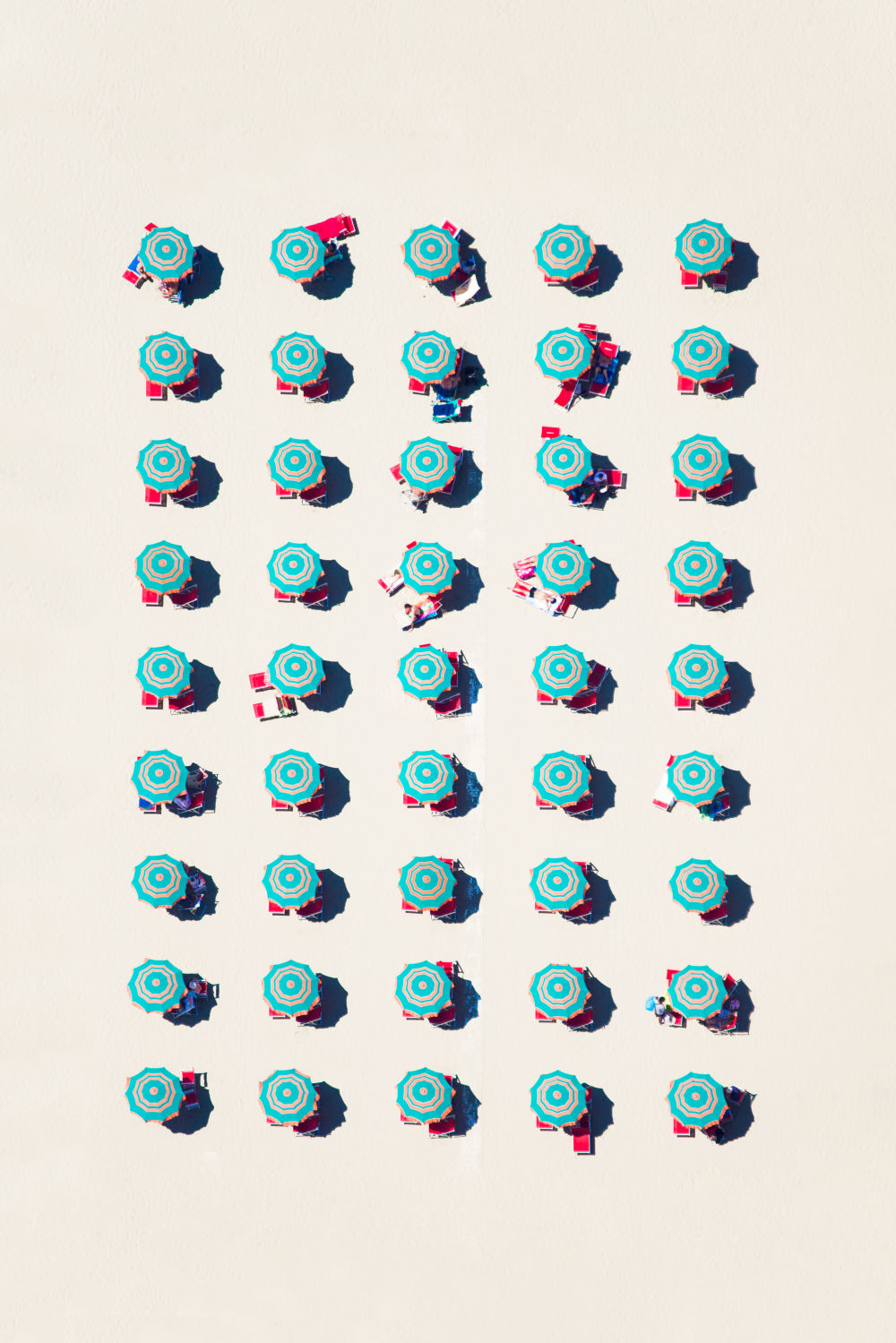 Photography by Gray Malin of Forty-Five Umbrellas, Italy