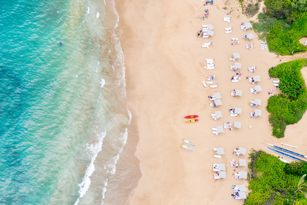 Photography by Gray Malin of Wailea Beach Umbrellas, Maui
