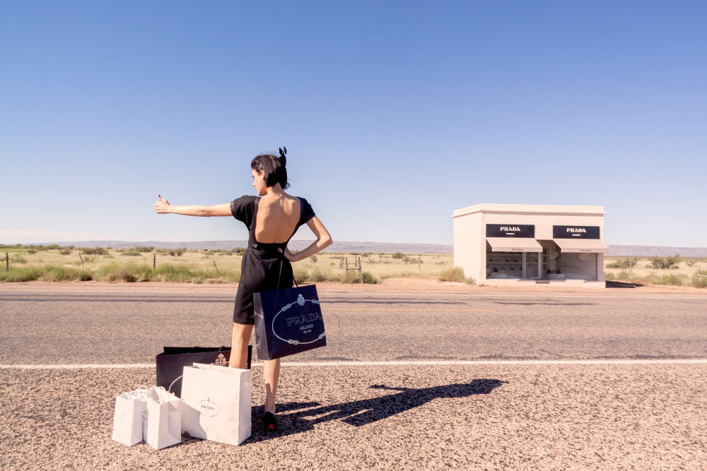 Photography by Gray Malin of Hitchhiker, Prada Marfa