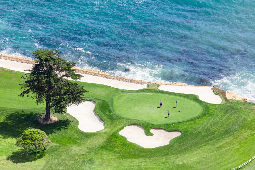 Photography by Gray Malin of Hole 18 Golfers, Pebble Beach Golf Links
