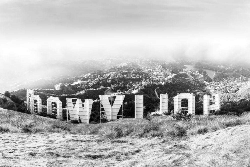 Photography by Gray Malin of Hollywood Sign, Black and White