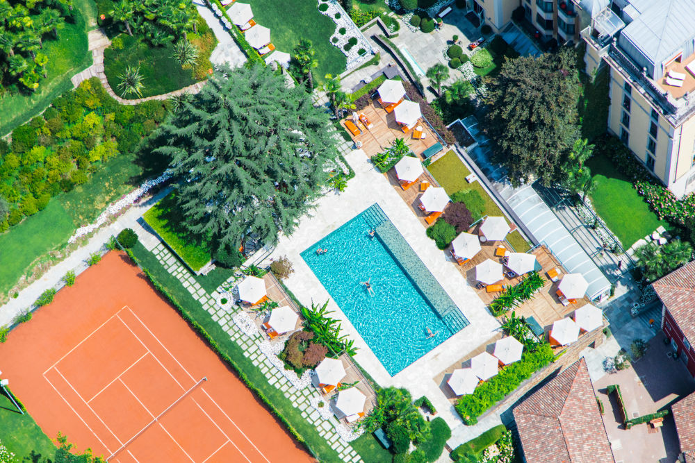 Photography by Gray Malin of Grand Hotel Tremezzo Pool, Lake Como
