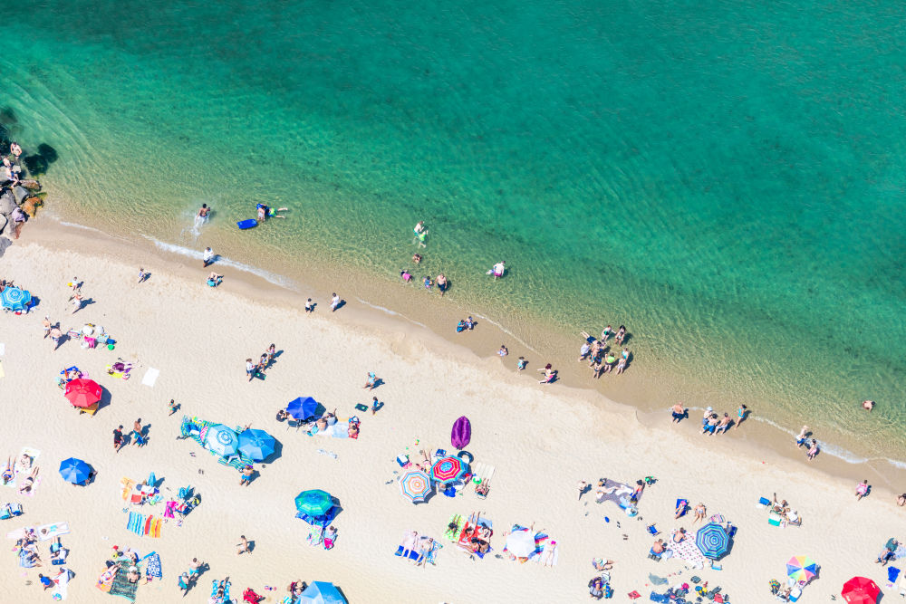 Photography by Gray Malin of Jaws Bridge Sunbathers, Martha's Vineyard