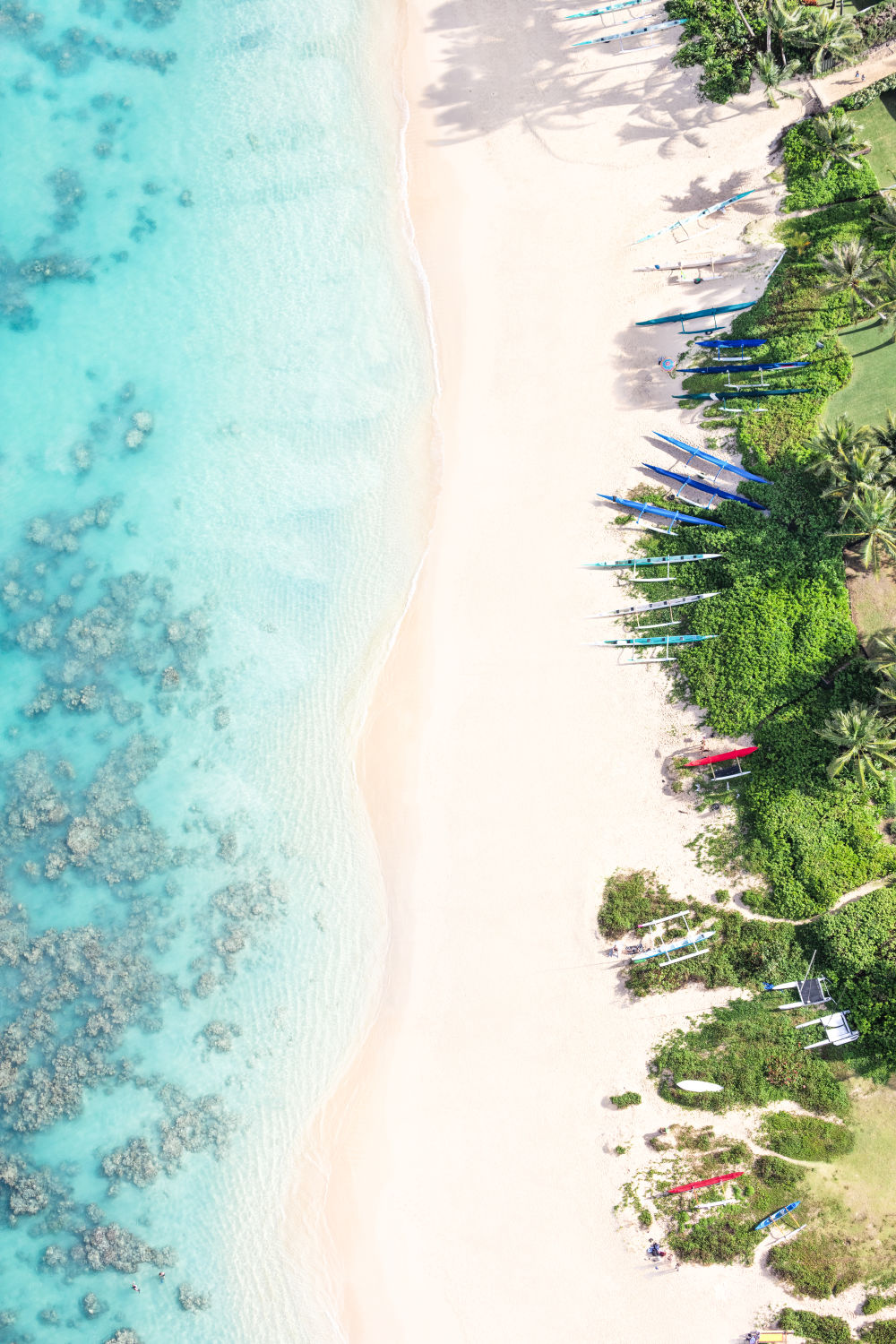 Photography by Gray Malin of Lanikai Beach Outriggers, Oahu