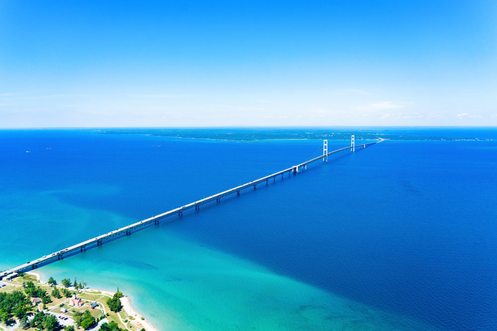 Photography by Gray Malin of Mackinac Bridge, Michigan