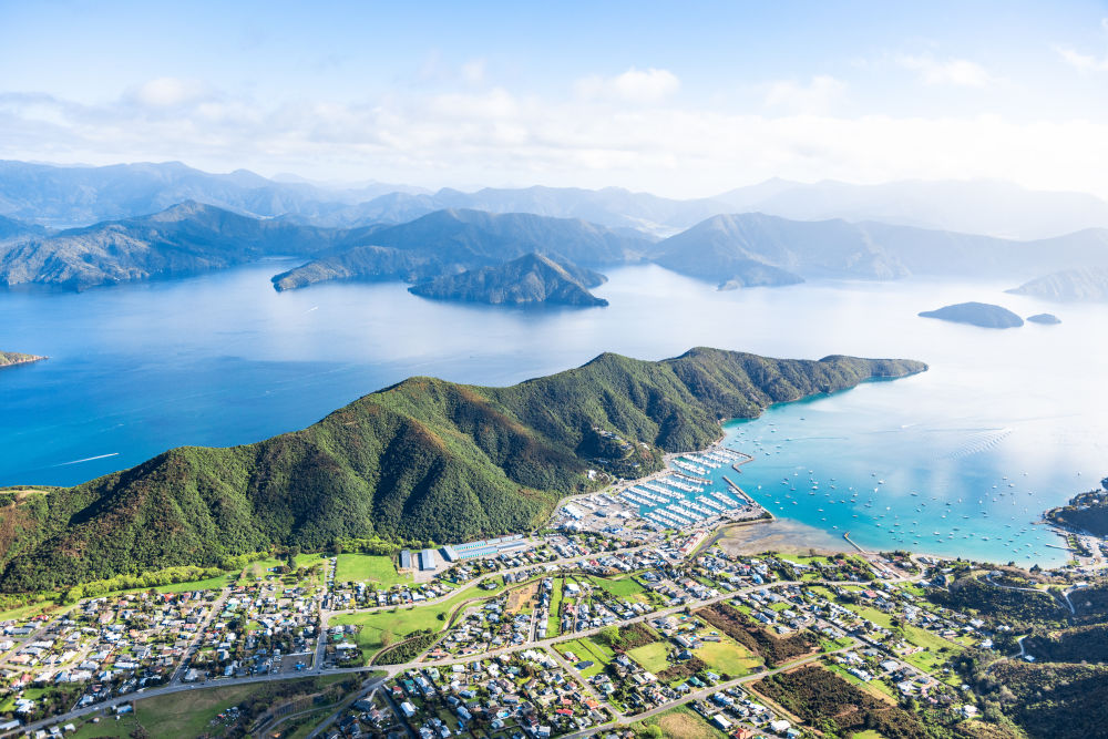 Photography by Gray Malin of Marlborough Sound, New Zealand