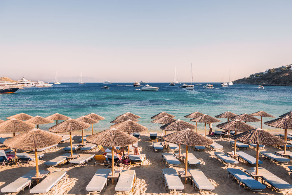 Photography by Gray Malin of Mykonos Beach Umbrellas, Greece