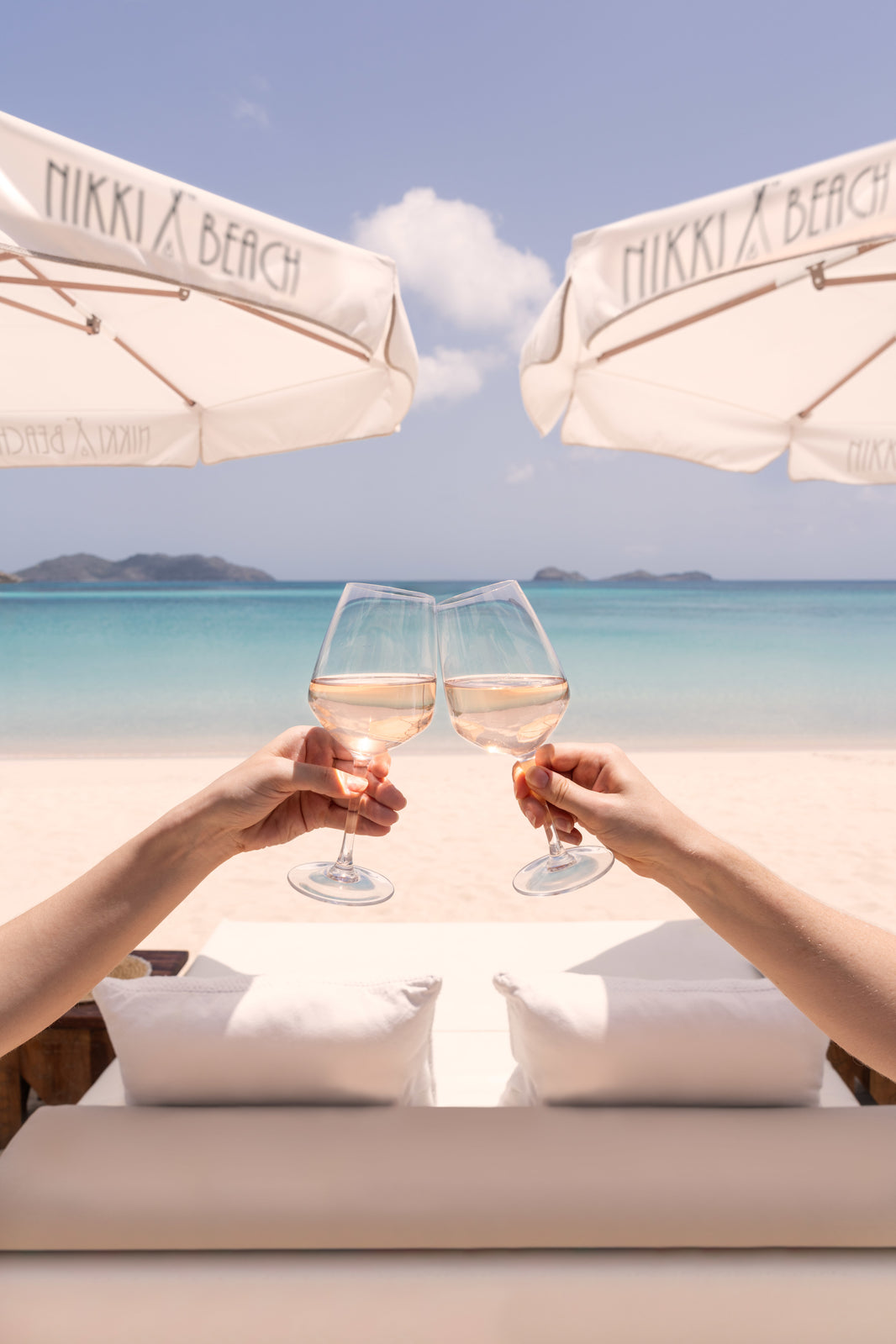 Photography by Gray Malin of Nikki Beach Cheers Vertical, St. Barths