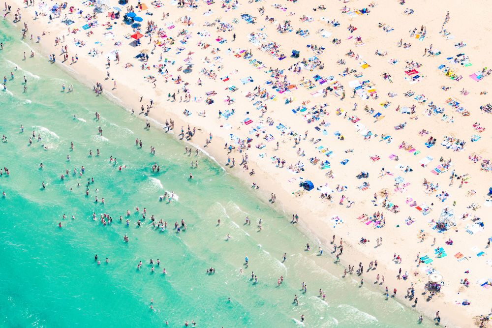 Photography by Gray Malin of Oak Street Beach Diagonal, Chicago