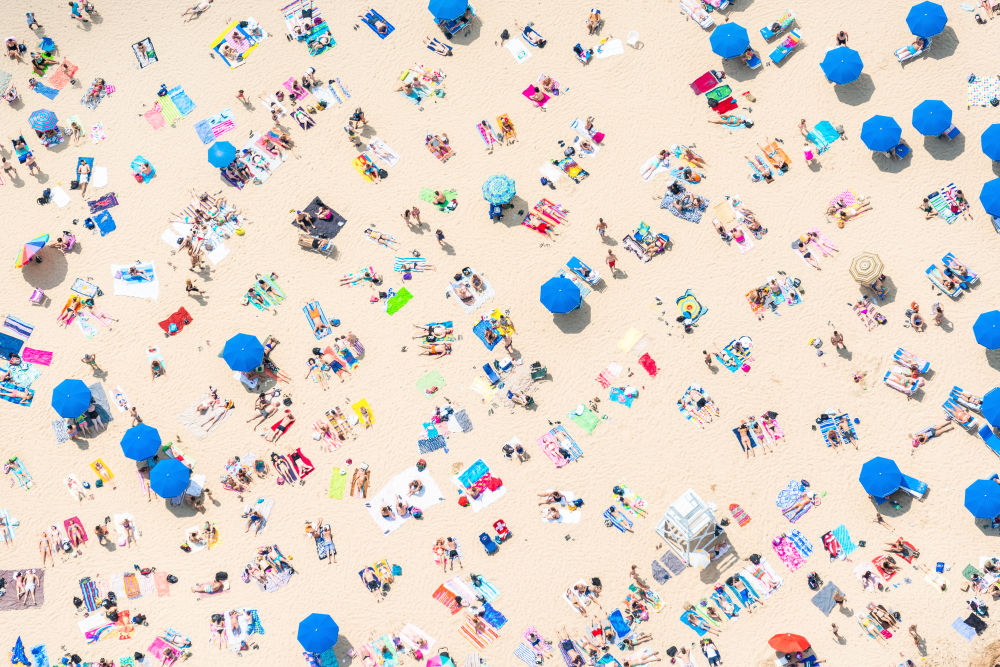 Photography by Gray Malin of Oak Street Beach Sunbathers, Chicago
