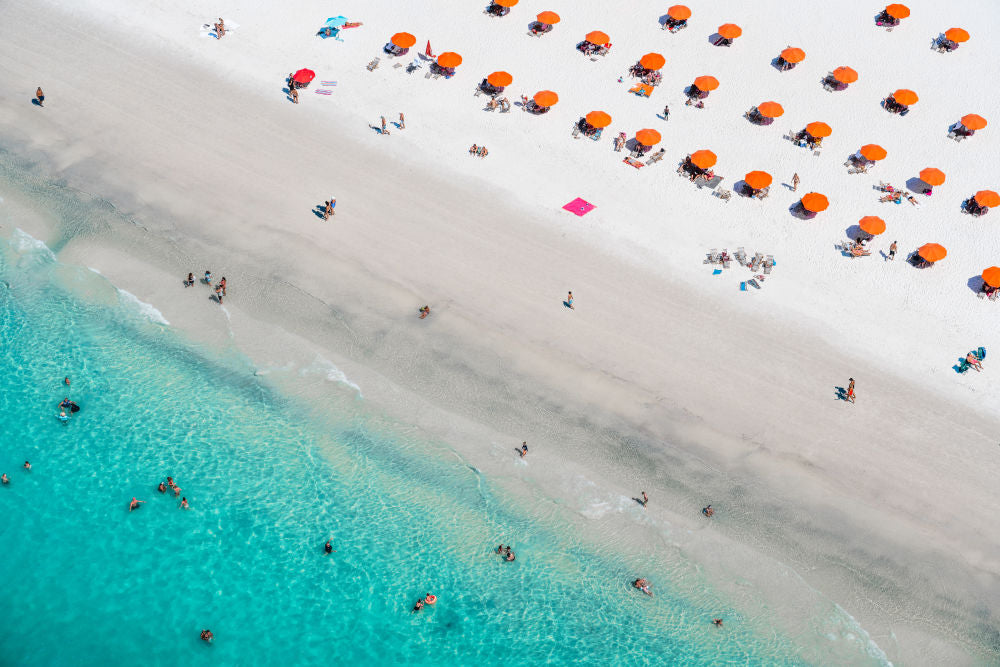 Photography by Gray Malin of Orange Umbrellas, Clearwater, Florida