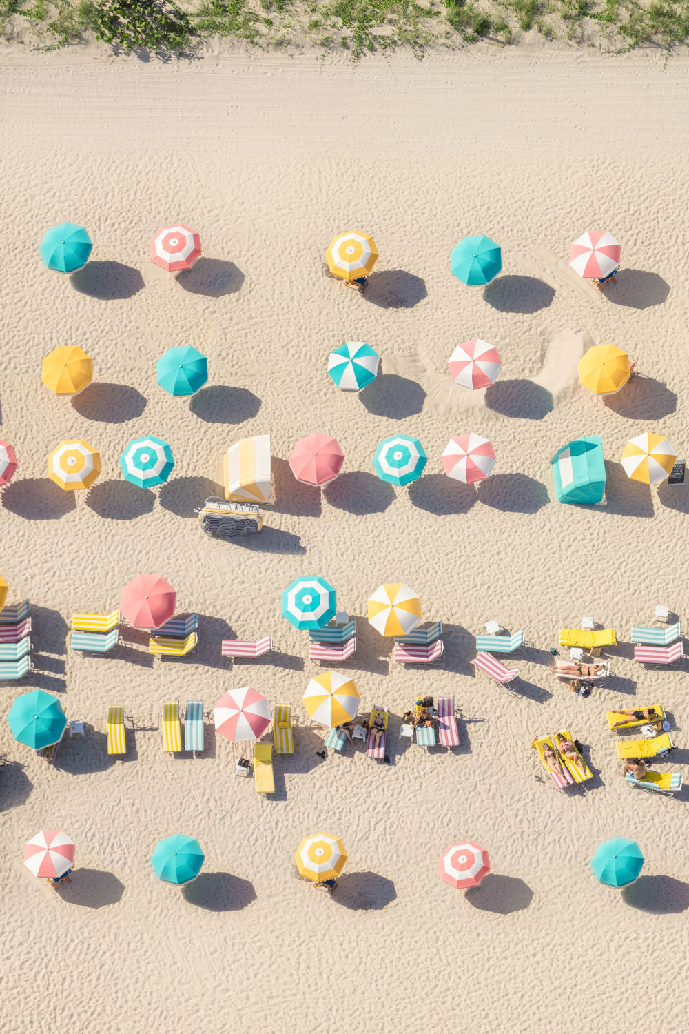 Photography by Gray Malin of Pastel Beach Umbrellas, Vertical