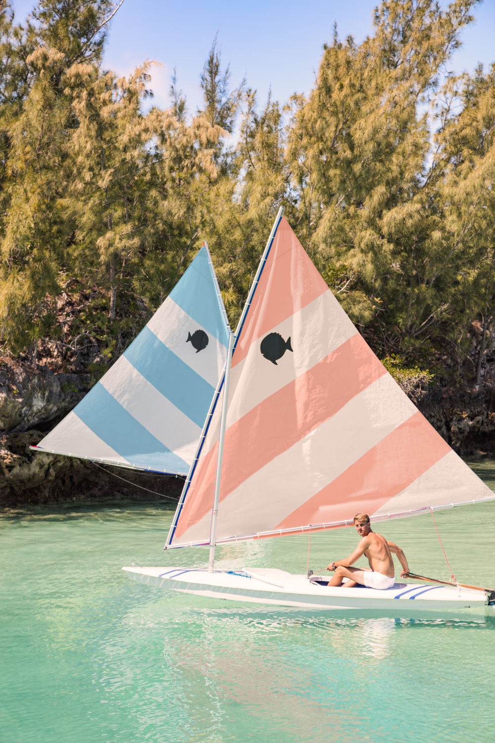 Photography by Gray Malin of Pastel Sailboats, Tucker's Town